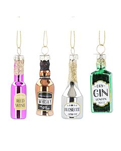 Gisela Graham Miniture Glass Bottles Tree Decoration x4